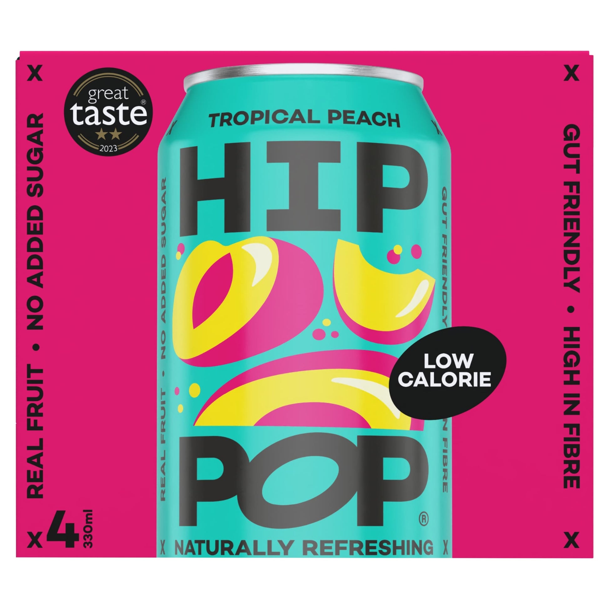 Hip Pop Tropical Peach Fizzy Drink 4x330ml — image 1