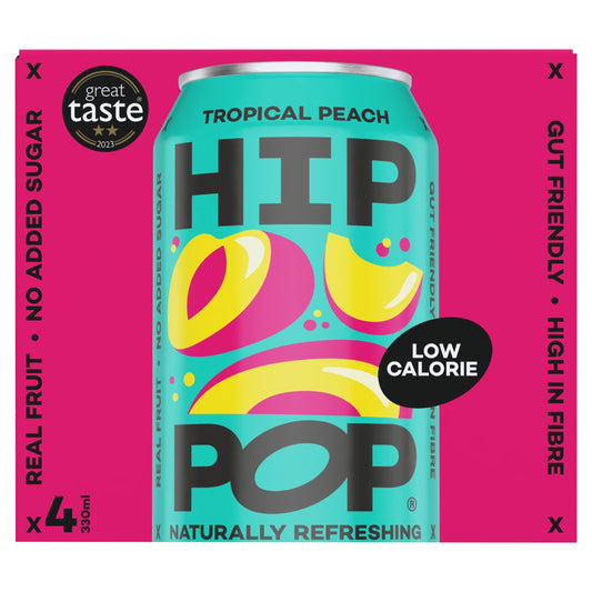 Hip Pop Tropical Peach Fizzy Drink 4x330ml — image 1