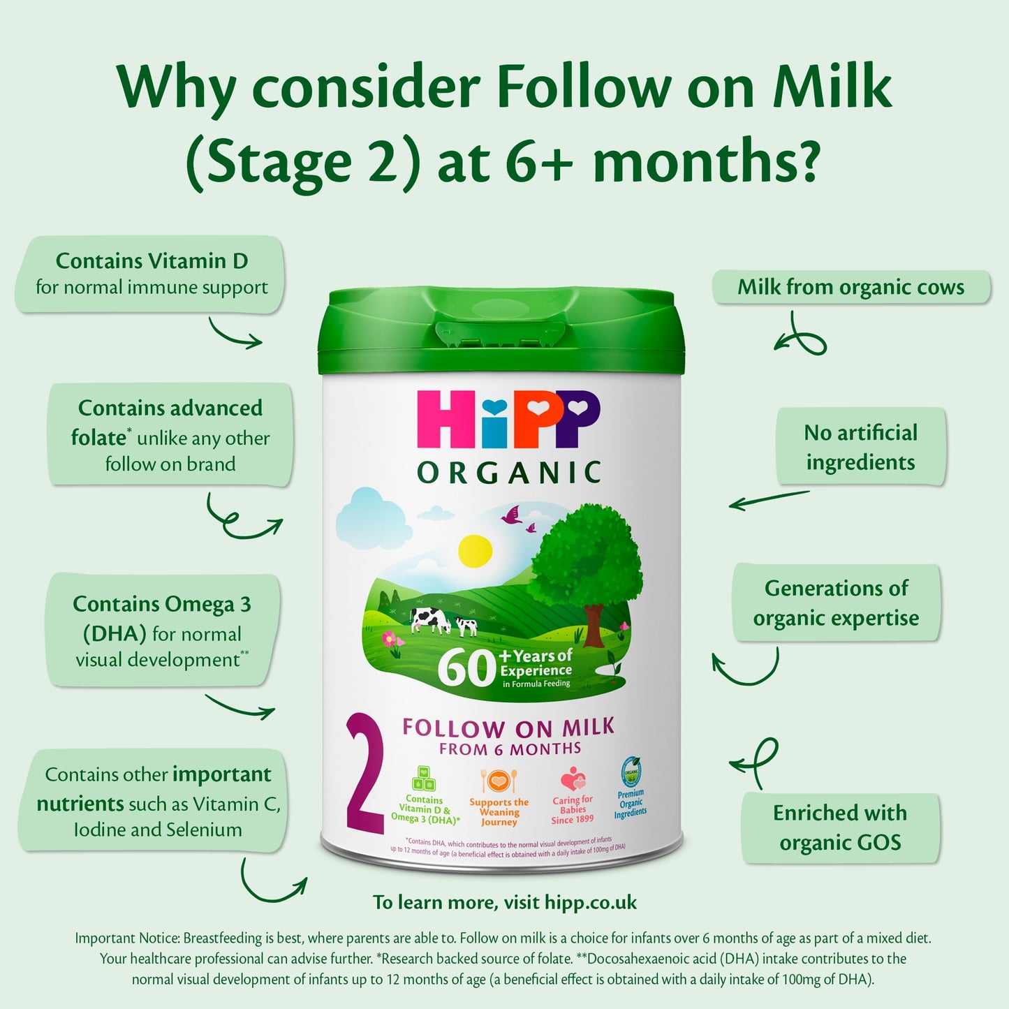 HiPP Organic 2 Follow on Baby Milk Powder Formula, From 6 Months, 800g — image 3