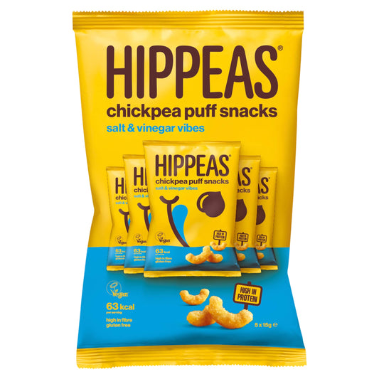 Hippeas Salt & Vinegar Vibes Chickpea Puff Snacks 5 Pack 15g — image 1