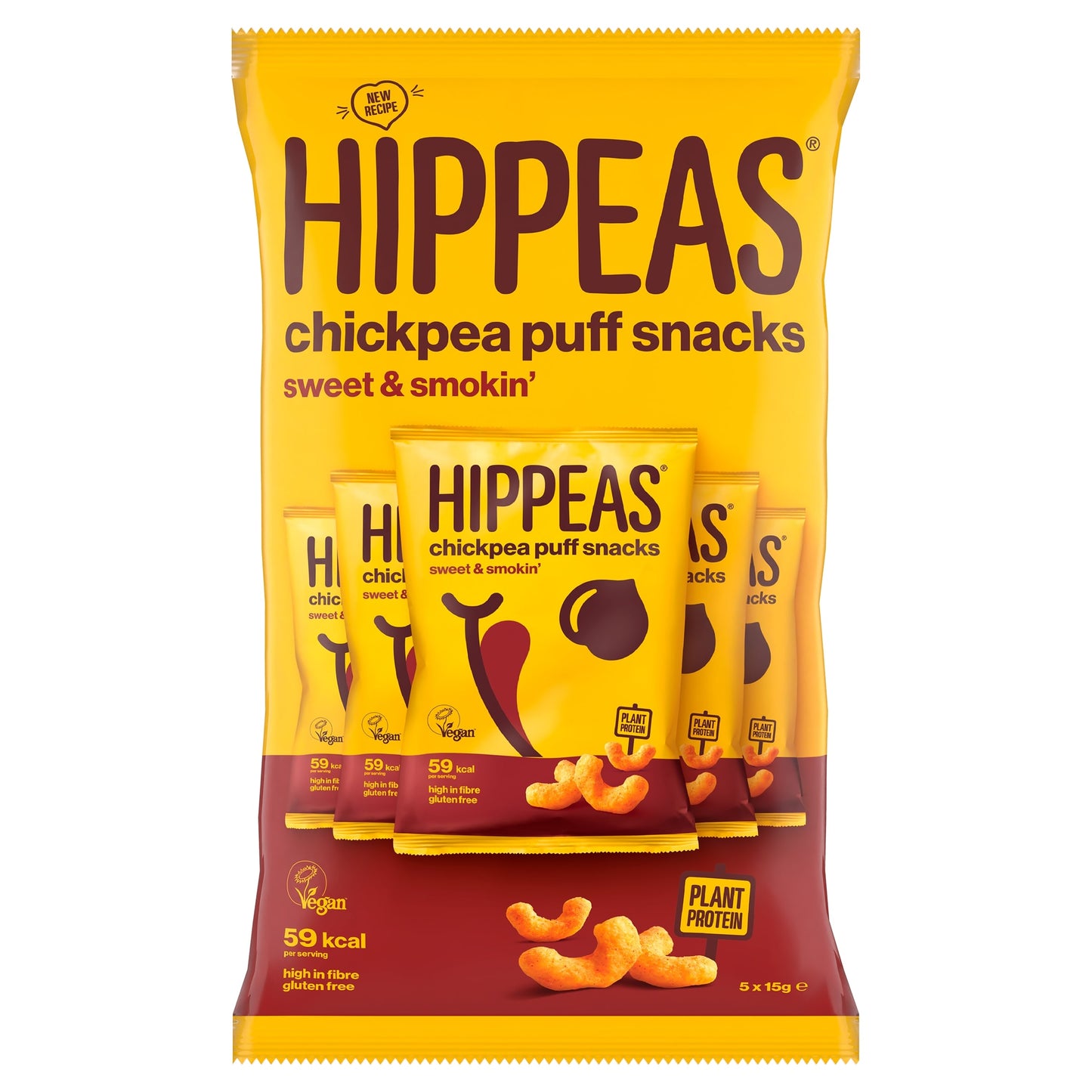 Hippeas Sweet & Smokin' Chickpea Puff Snacks 5 Pack 15g — image 1