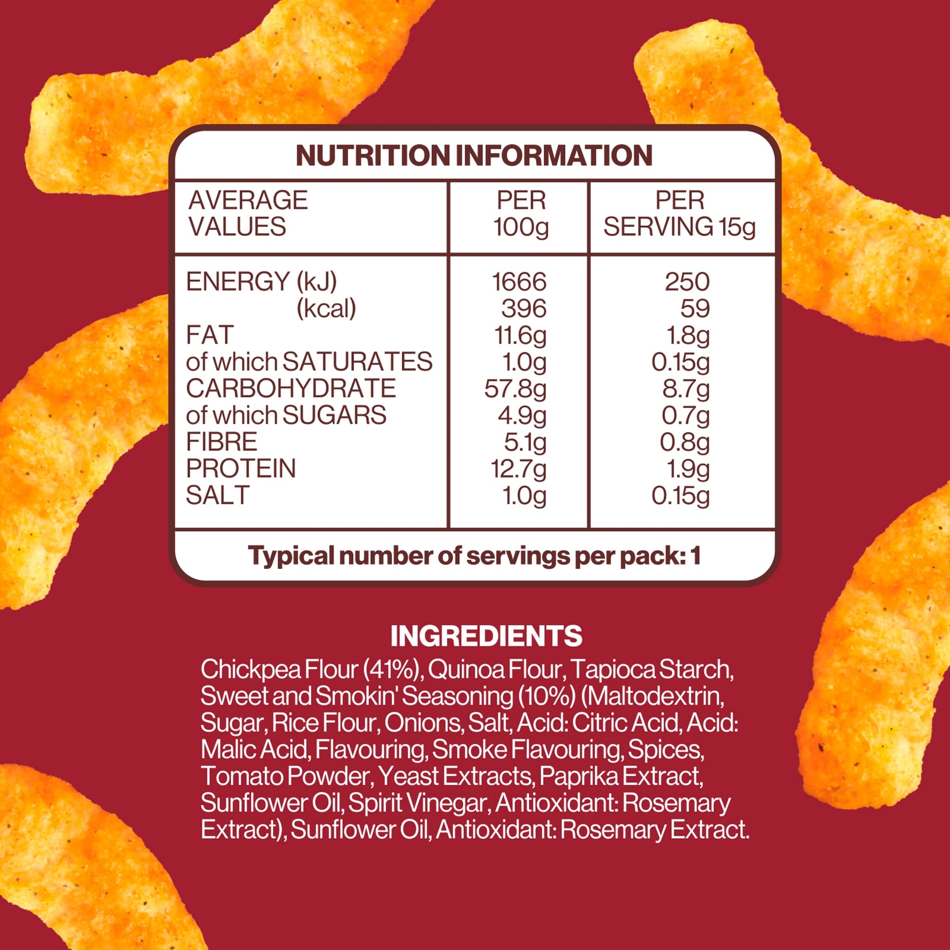 Hippeas Sweet & Smokin' Chickpea Puff Snacks 5 Pack 15g — image 3