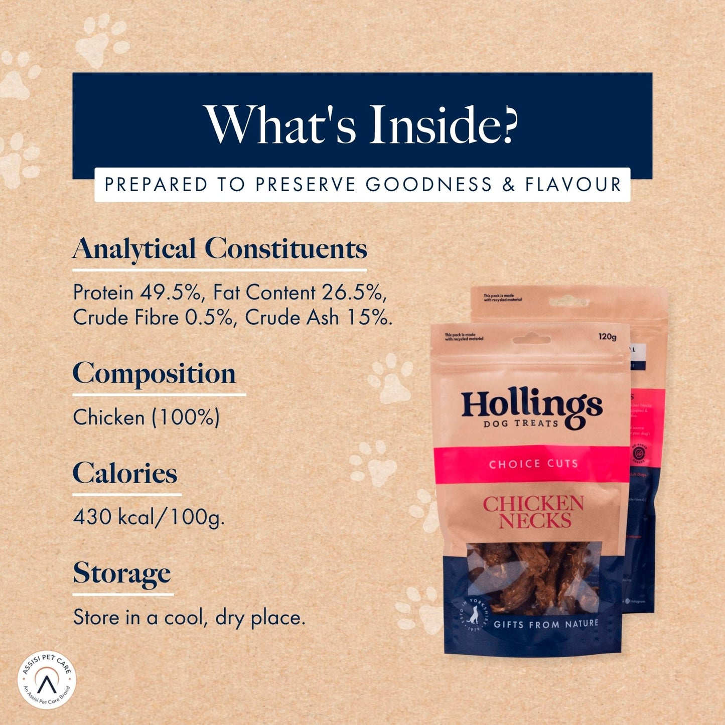 Hollings Chicken Necks Natural Dog Treats 120g — image 2