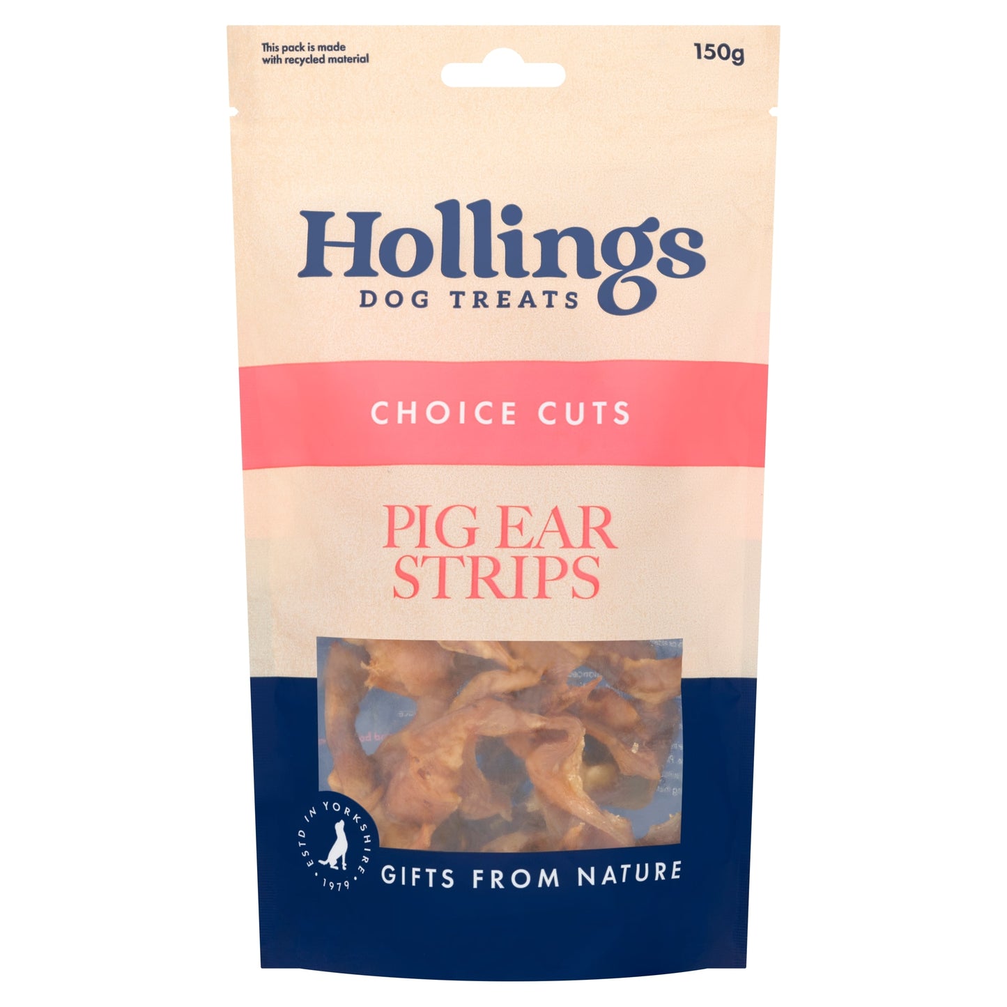 Hollings Pig Ear Strips Natural Dog Treats 150g — image 1