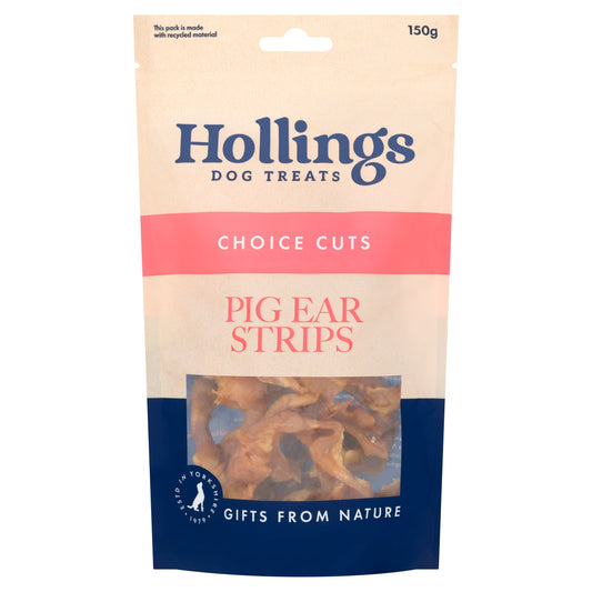 Hollings Pig Ear Strips Natural Dog Treats 150g — image 1