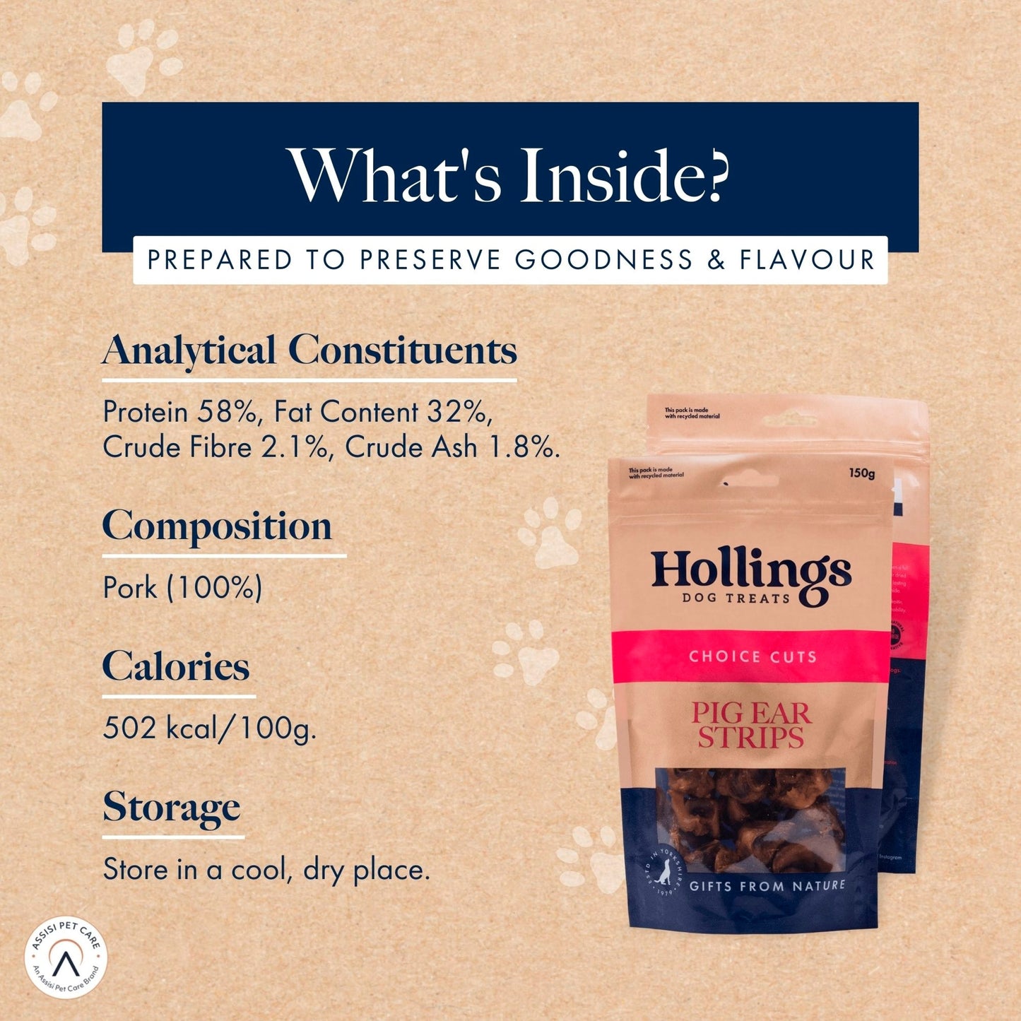 Hollings Pig Ear Strips Natural Dog Treats 150g — image 2