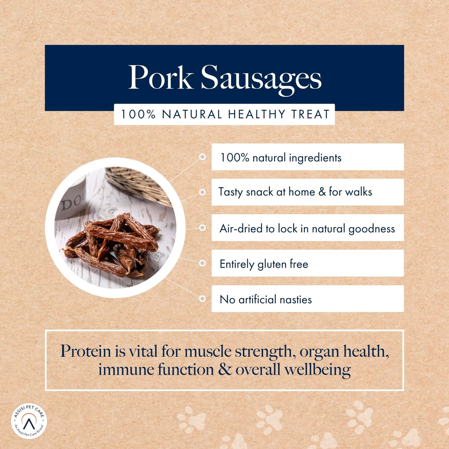 Hollings Pork Sausages Natural Dog Treats 200g — image 3