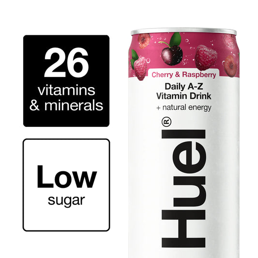 Huel Daily A-Z Cherry & Raspberry Sparkling Multivitamin Energy Drink 330ml — image 1