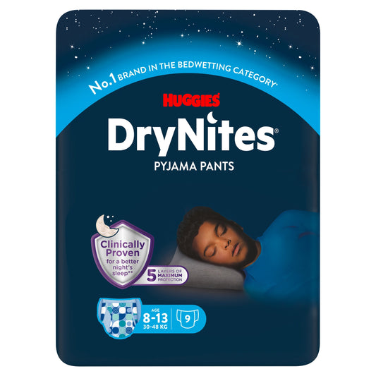 Huggies DryNites Bedwetting Pyjama Nappy Pants Boy 8-13Yr x 9 — image 1