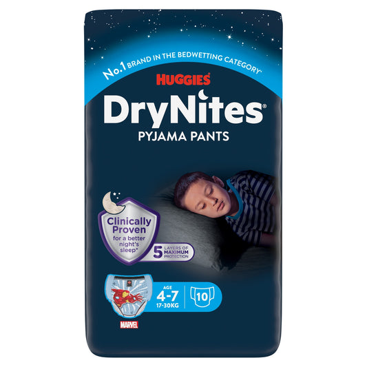 Huggies DryNites Bedwetting Pyjama Nappy Pants Boys 4-7Yr x10 — image 1