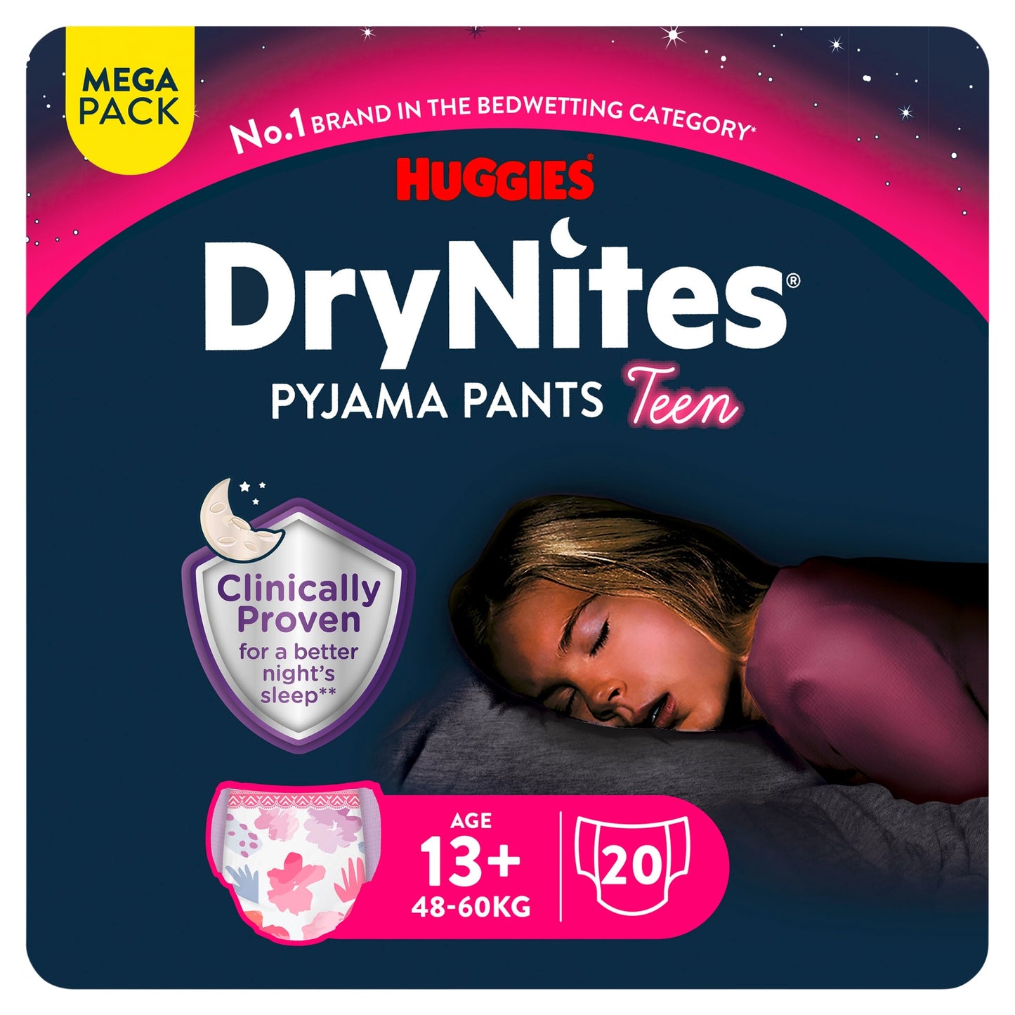 Huggies DryNites Bedwetting Pyjama Nappy Pants Girl 13Yrs+ x20 — image 1