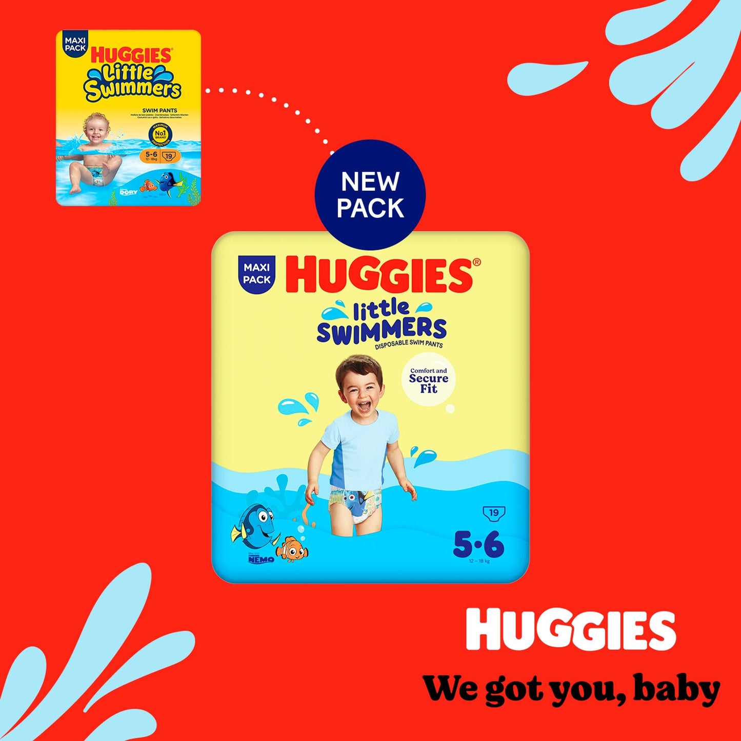 Huggies Little Swimmers Size 5-6 Disposable Nappies x19 — image 2