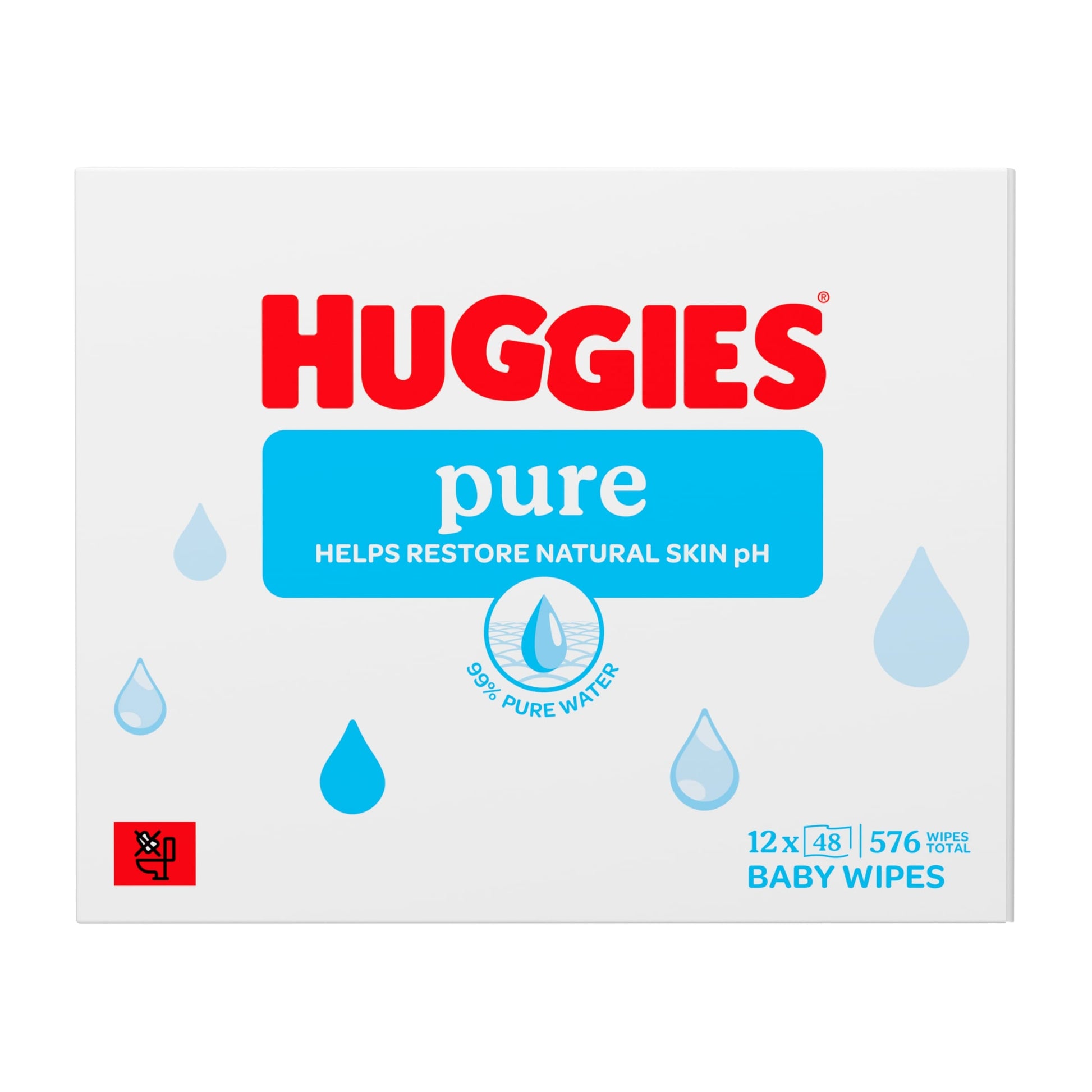 Huggies Pure 0% Plastic Baby Wipes 12x48 576 Wipes — image 1
