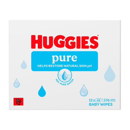 Huggies Pure 0% Plastic Baby Wipes 12x48 576 Wipes — image 1