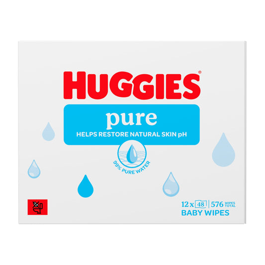 Huggies Pure 0% Plastic Baby Wipes 12x48 576 Wipes — image 1