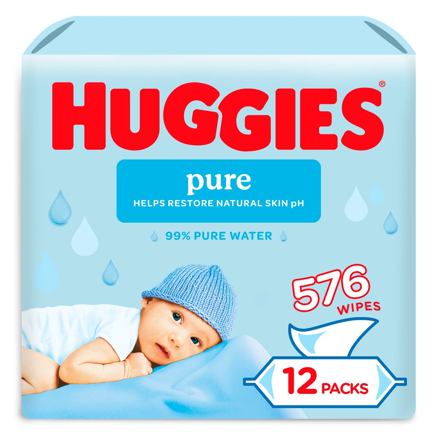 Huggies Pure 0% Plastic Baby Wipes 12x48 576 Wipes — image 2