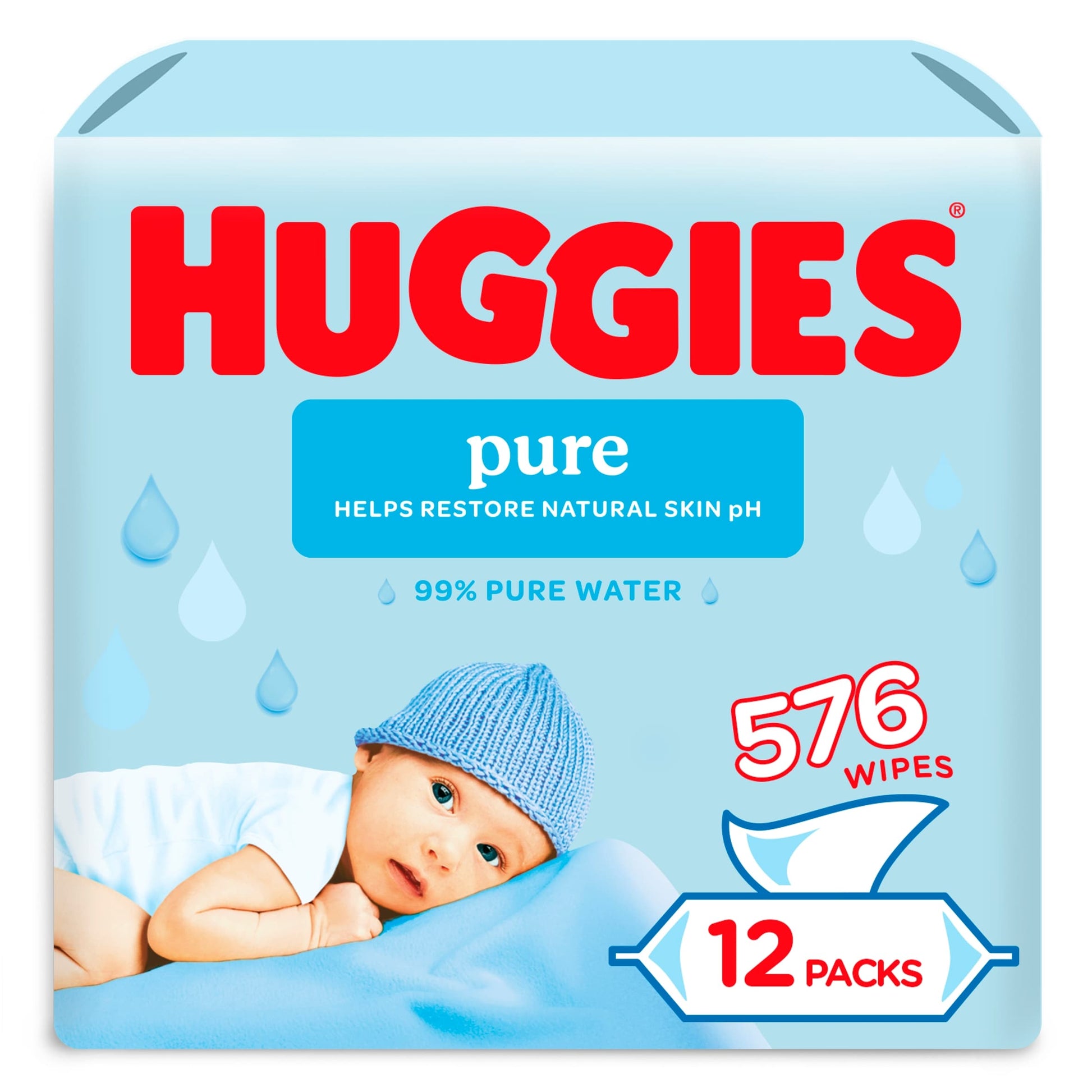 Huggies Pure 0% Plastic Baby Wipes 12x48 576 Wipes — image 2