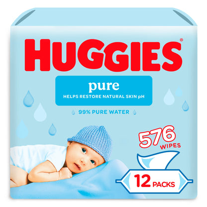 Huggies Pure 0% Plastic Baby Wipes 12x48 576 Wipes — image 2