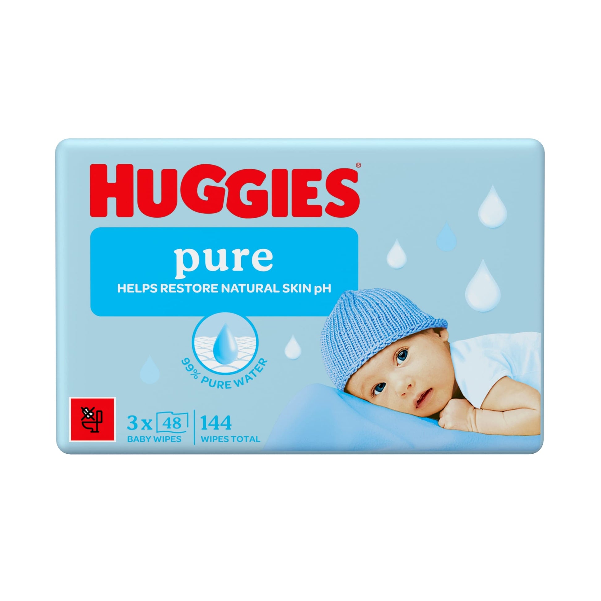 Huggies Pure 0% Plastic Baby Wipes 3x48 144 Wipes — image 1