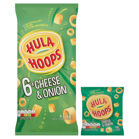 HULA HOOPS Cheese & Onion Multipack Crisps 6x24g