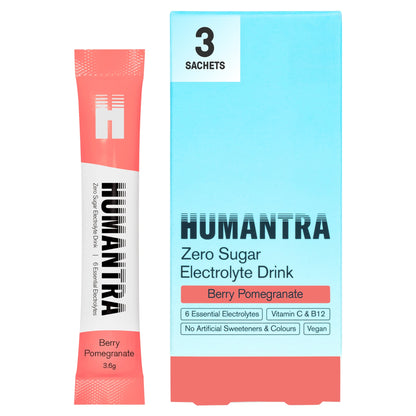 Humantra Berry Pomegranate Zero Sugar Electrolyte Drink 3 x 3.6g Sachets — image 1