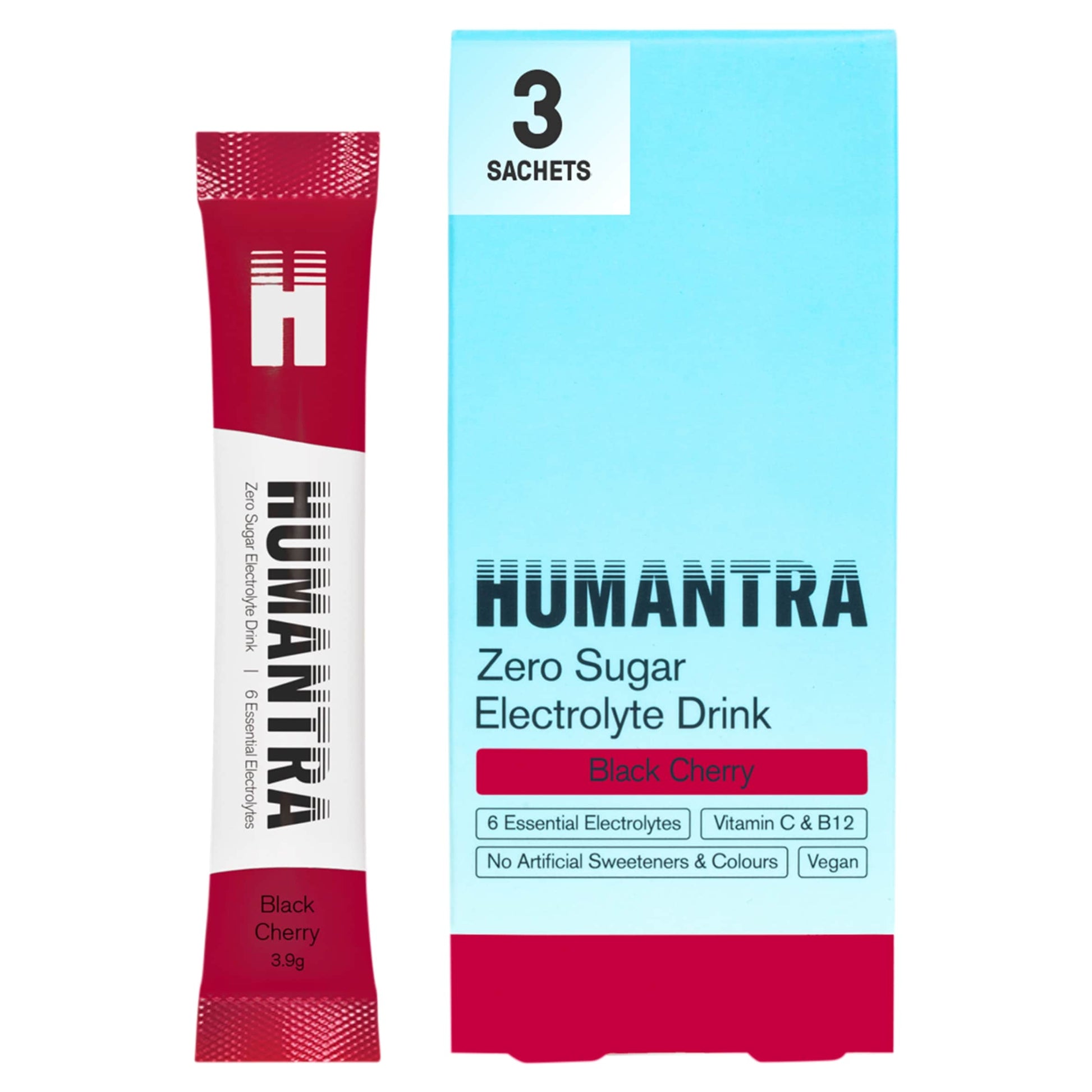 Humantra Black Cherry Zero Sugar Electrolyte Drink 3 x 3.9g Sachets — image 1