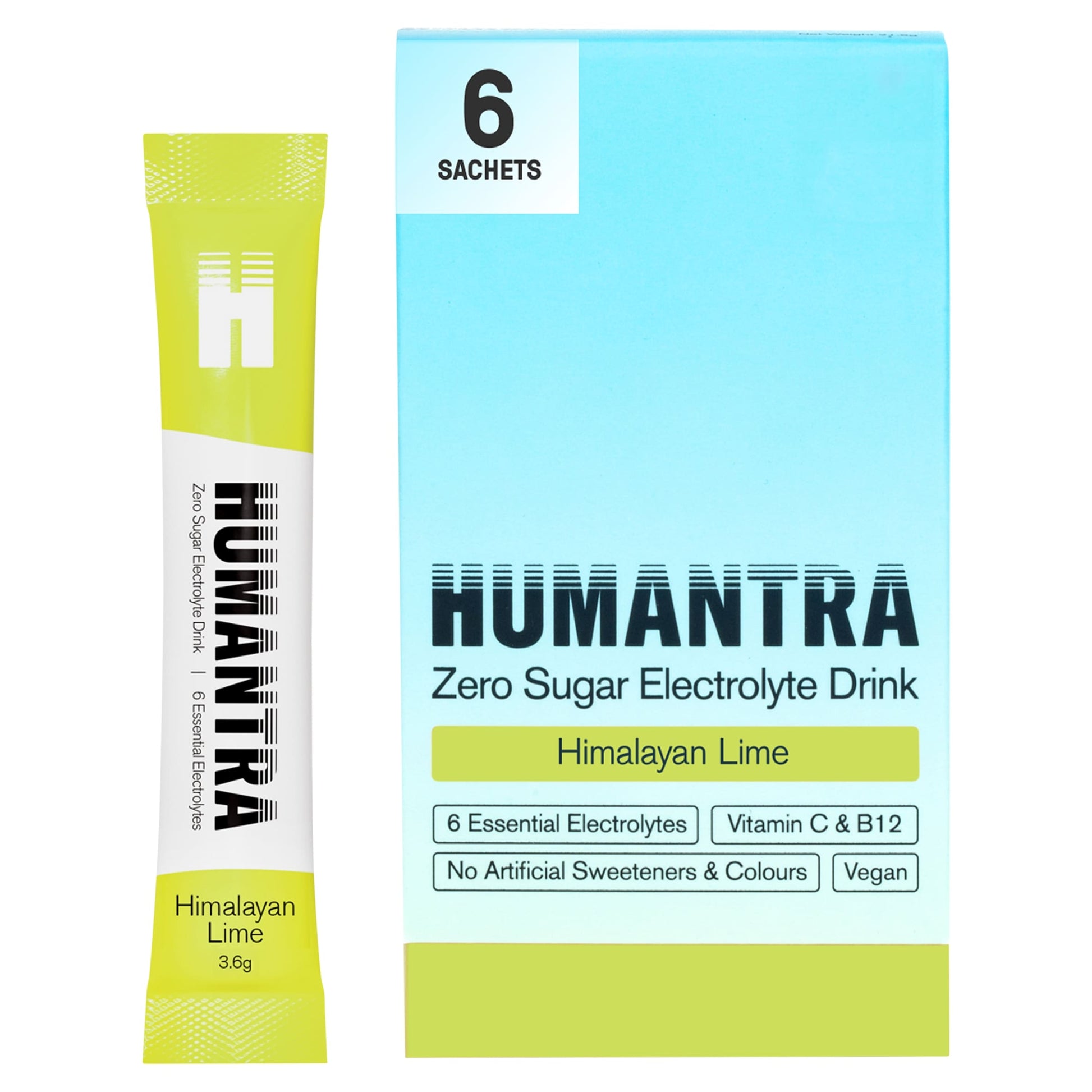 Humantra Himalayan Lime Zero Sugar Electrolyte Drink 6 x 3.6g Sachets — image 1