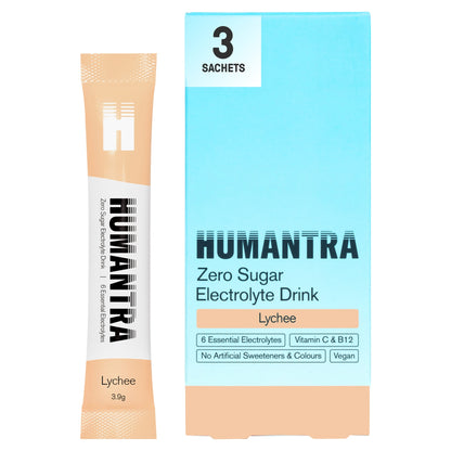 Humantra Lychee Zero Sugar Electrolyte Drink 3 x 3.9g Sachets — image 1