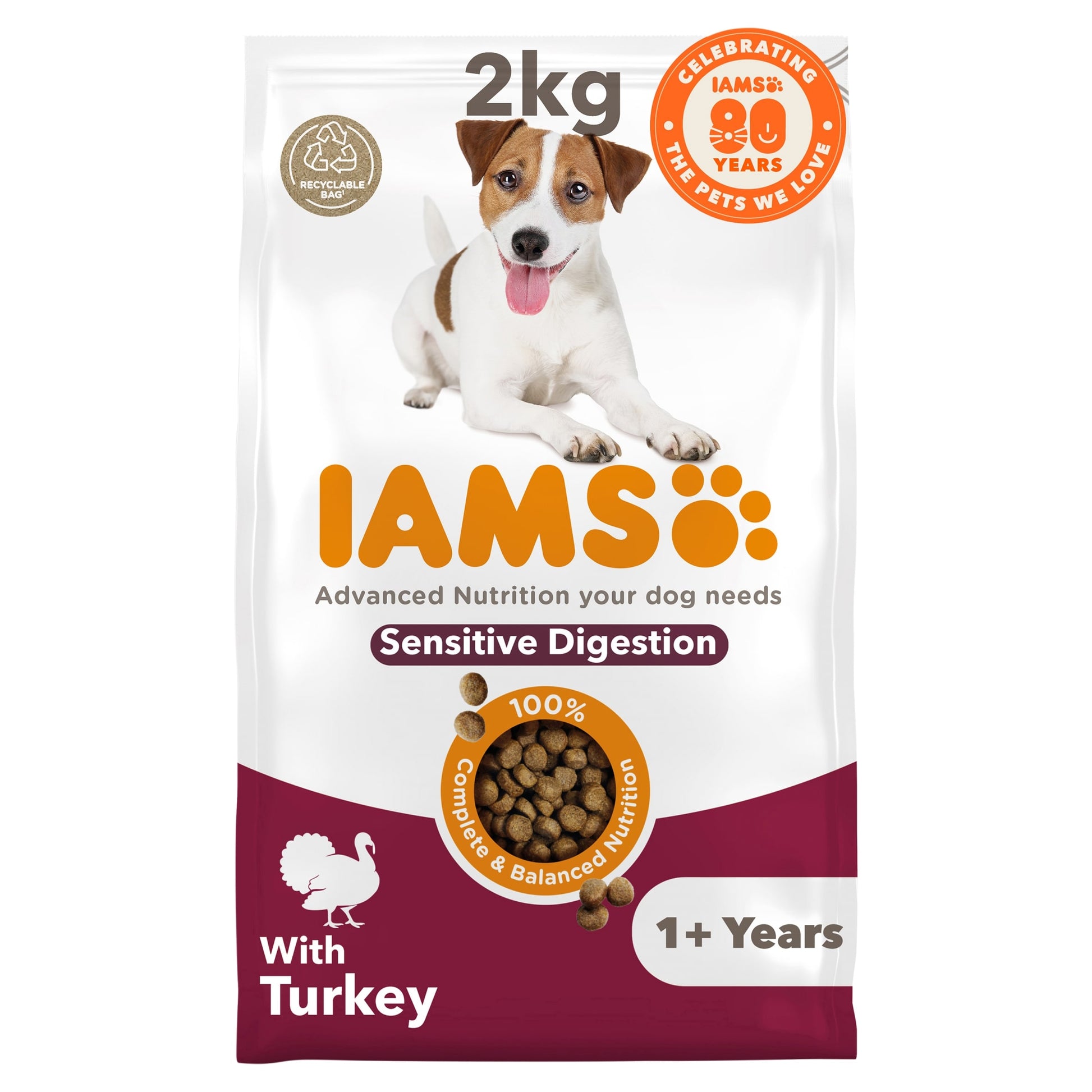 IAMS Adult Sensitive Dry Dog Food Turkey 2kg — image 1