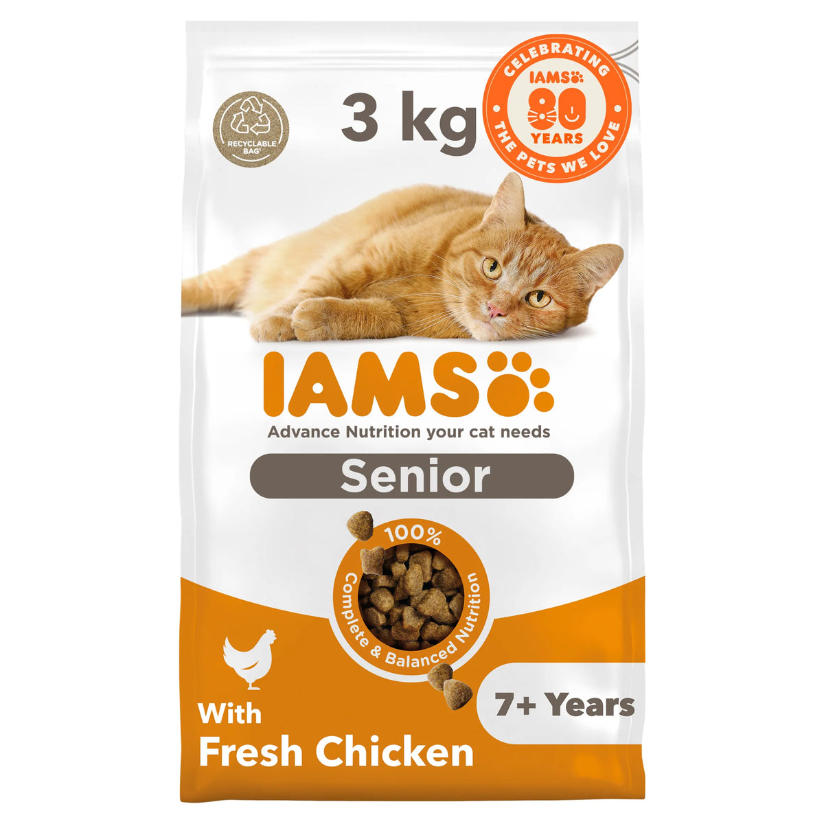 IAMS Advanced Nutrition Senior +7 Cat Dry Food with Fresh Chicken 3kg — image 1