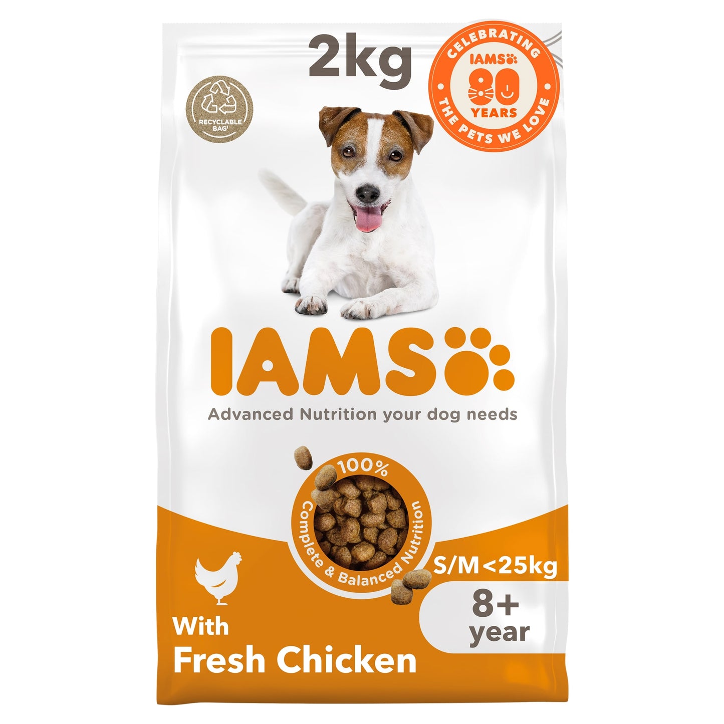 Iams Senior Dog Dry Food Small/Medium Breed With Fresh Chicken 2kg — image 1