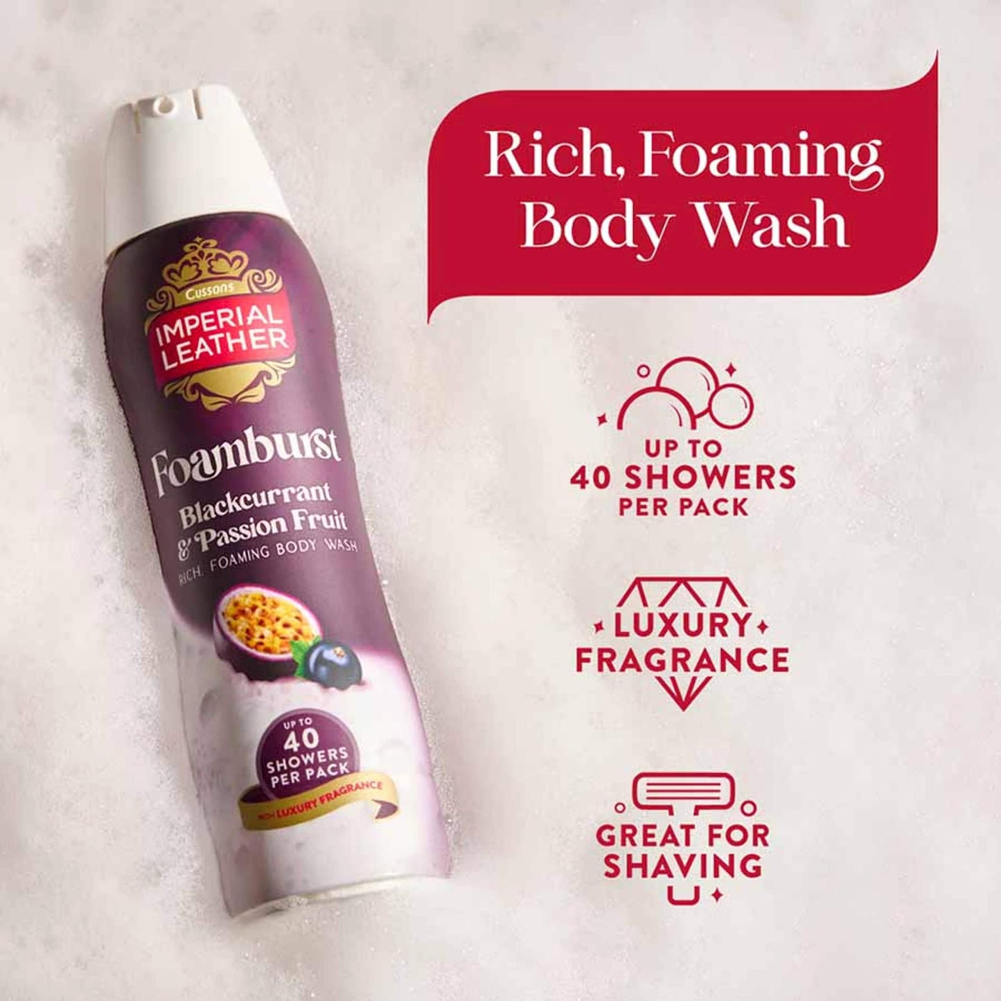 Imperial Leather Blackcurrant and Passionfruit Foamburst 200ml — image 2
