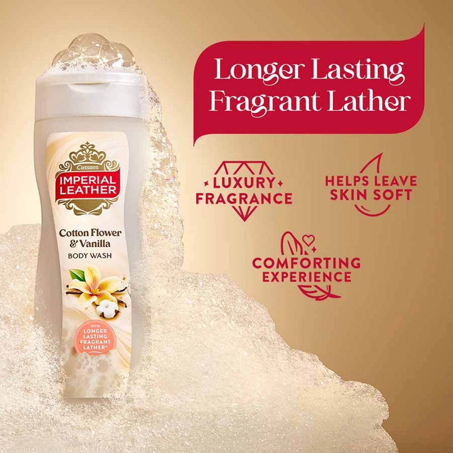 IMPERIAL LEATHER BODYWASH COTTON FLOWER & VANILLA 480ML — image 3