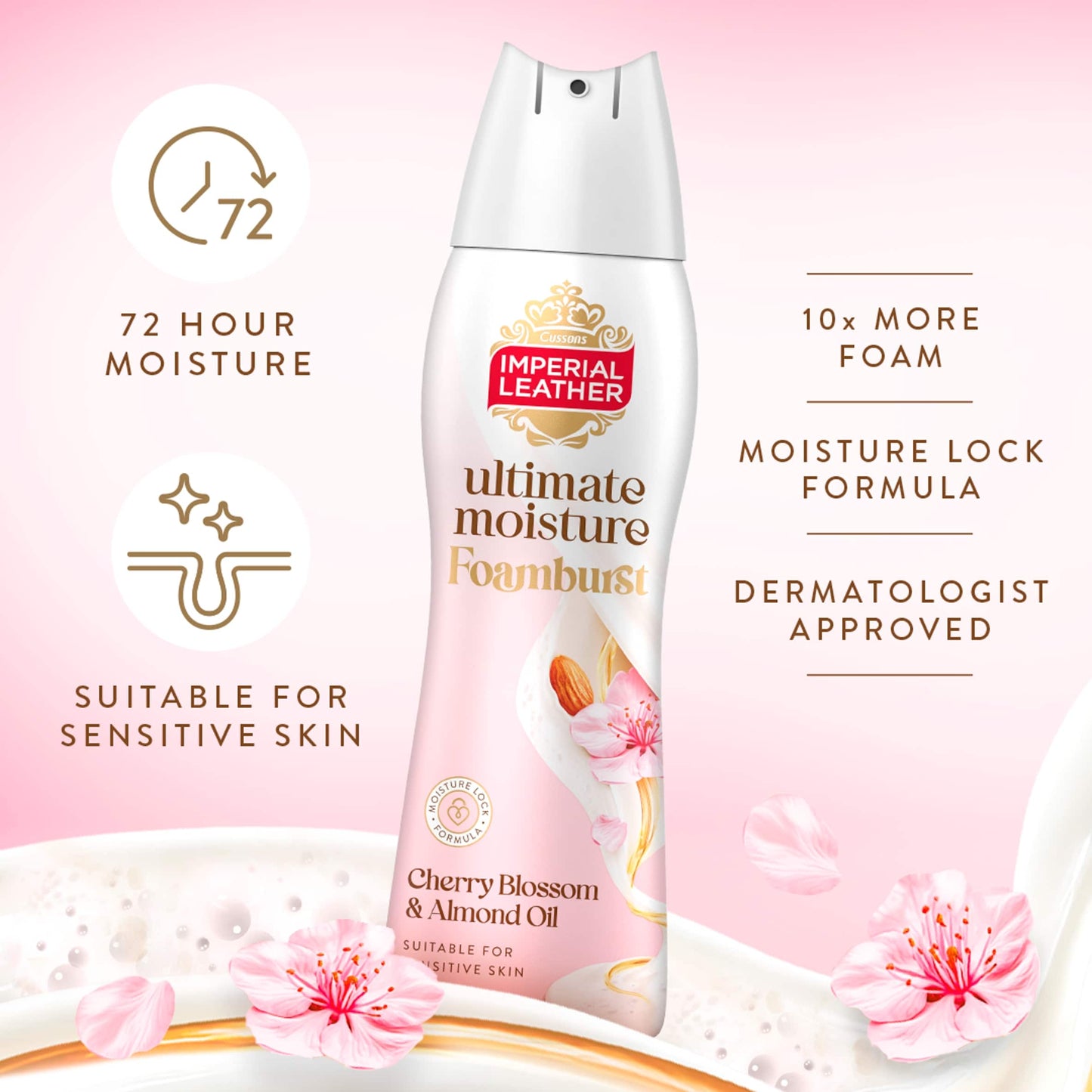 IMPERIAL LEATHER ULTIMATE MOISTURE FOAMBURST CHERRY BLOSSOM & ALMOND 200ML — image 3