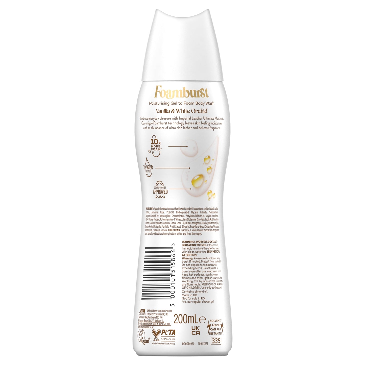 IMPERIAL LEATHER ULTIMATE MOISTURE FOAMBURST VANILLA & WHITE ORCHID 200ML — image 2