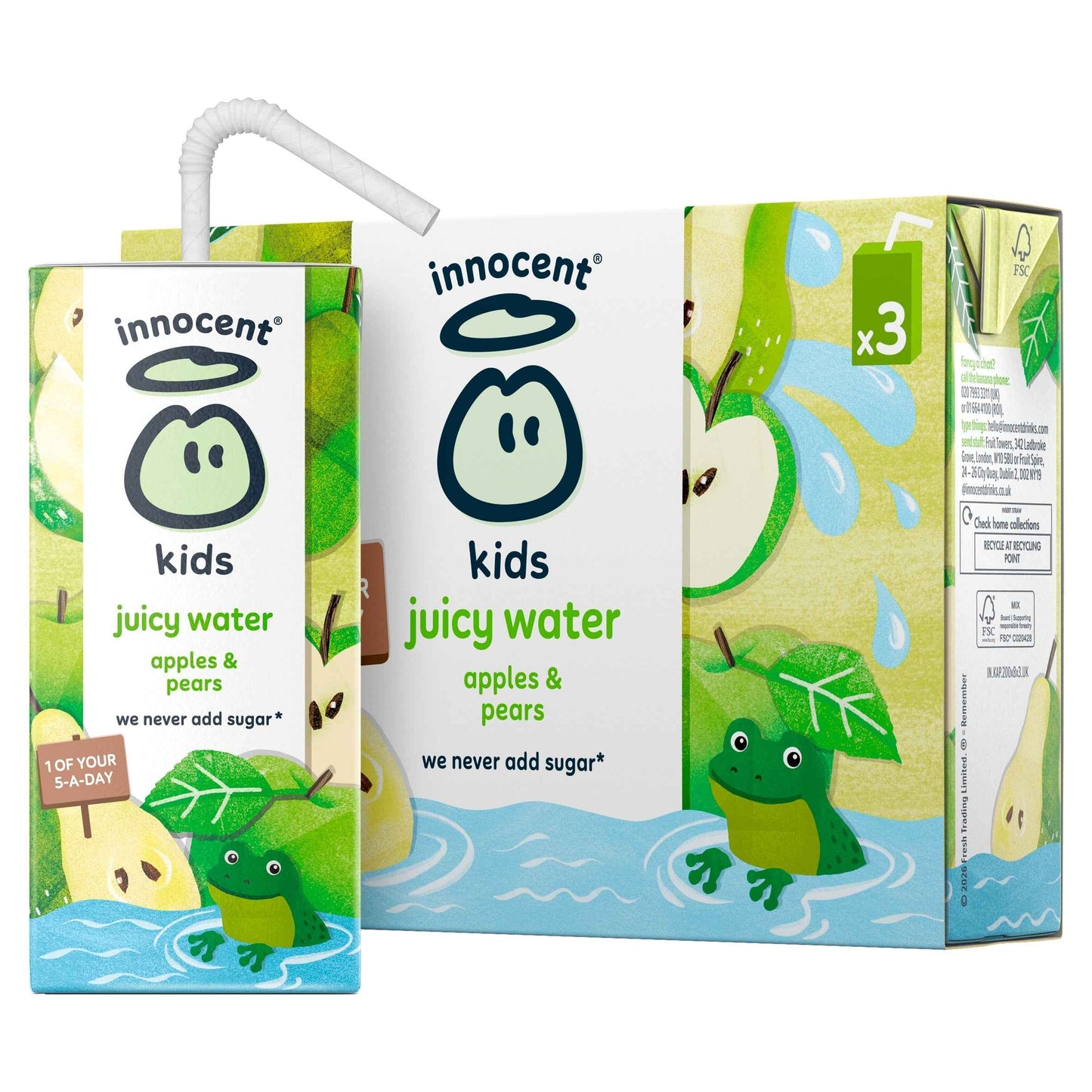 Innocent Kids Juicy Water Apples & Pears 3 X 200ml