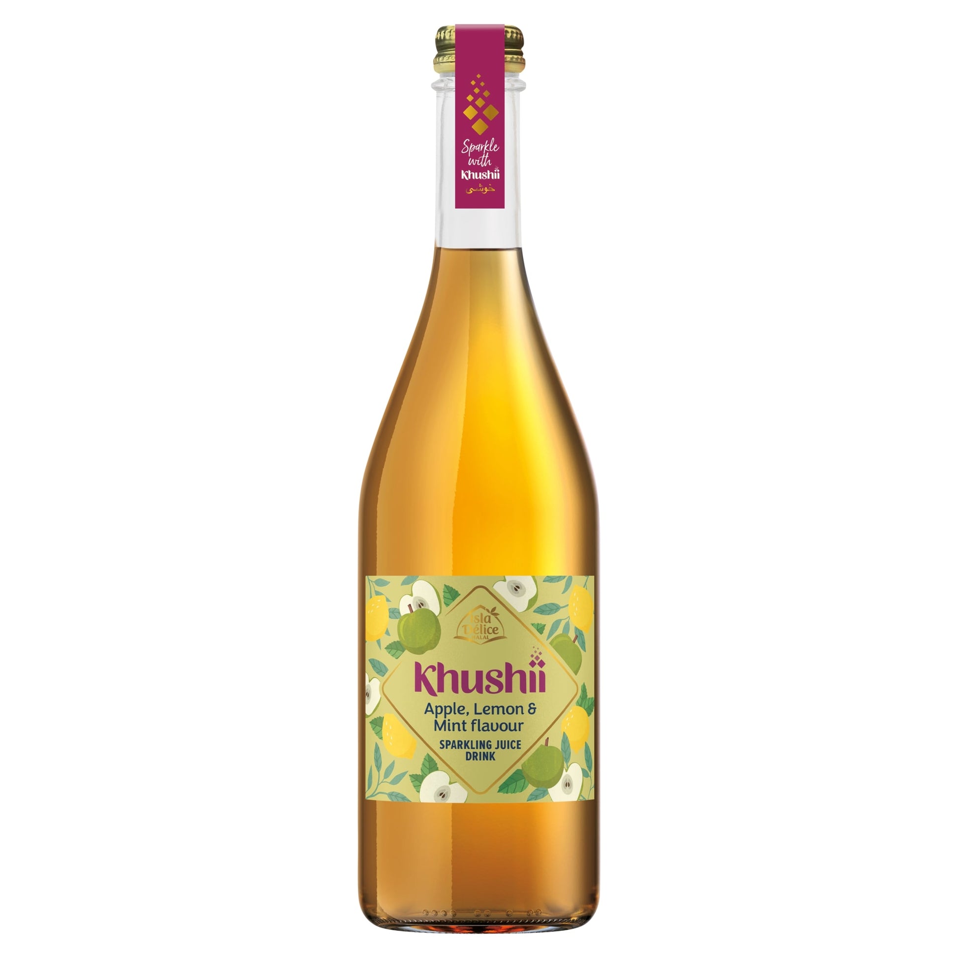 Isla Delice Khushii Apple Lemon & Mint Flavour Sparkling Juice Drink 750ml — image 1