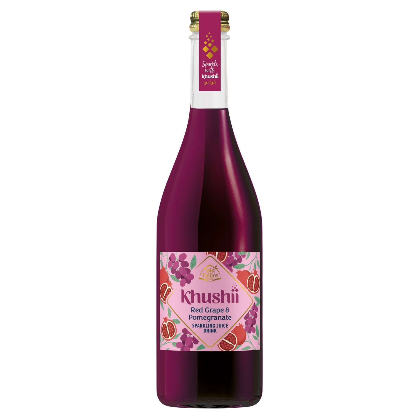 Isla Delice Khushii Red Grape & Pomegranate Sparkling Juice Drink 750ml — image 1