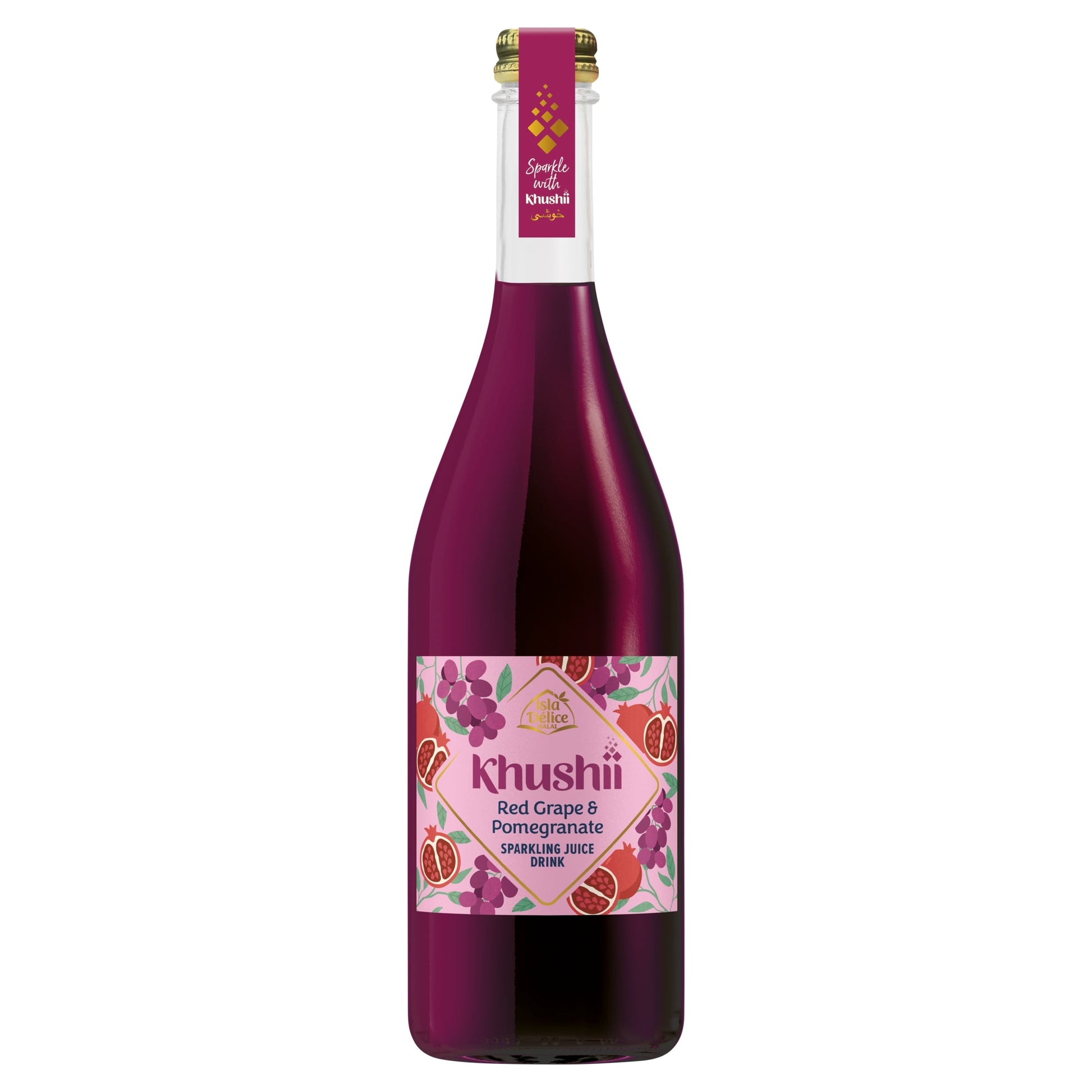 Isla Delice Khushii Red Grape & Pomegranate Sparkling Juice Drink 750ml — image 1