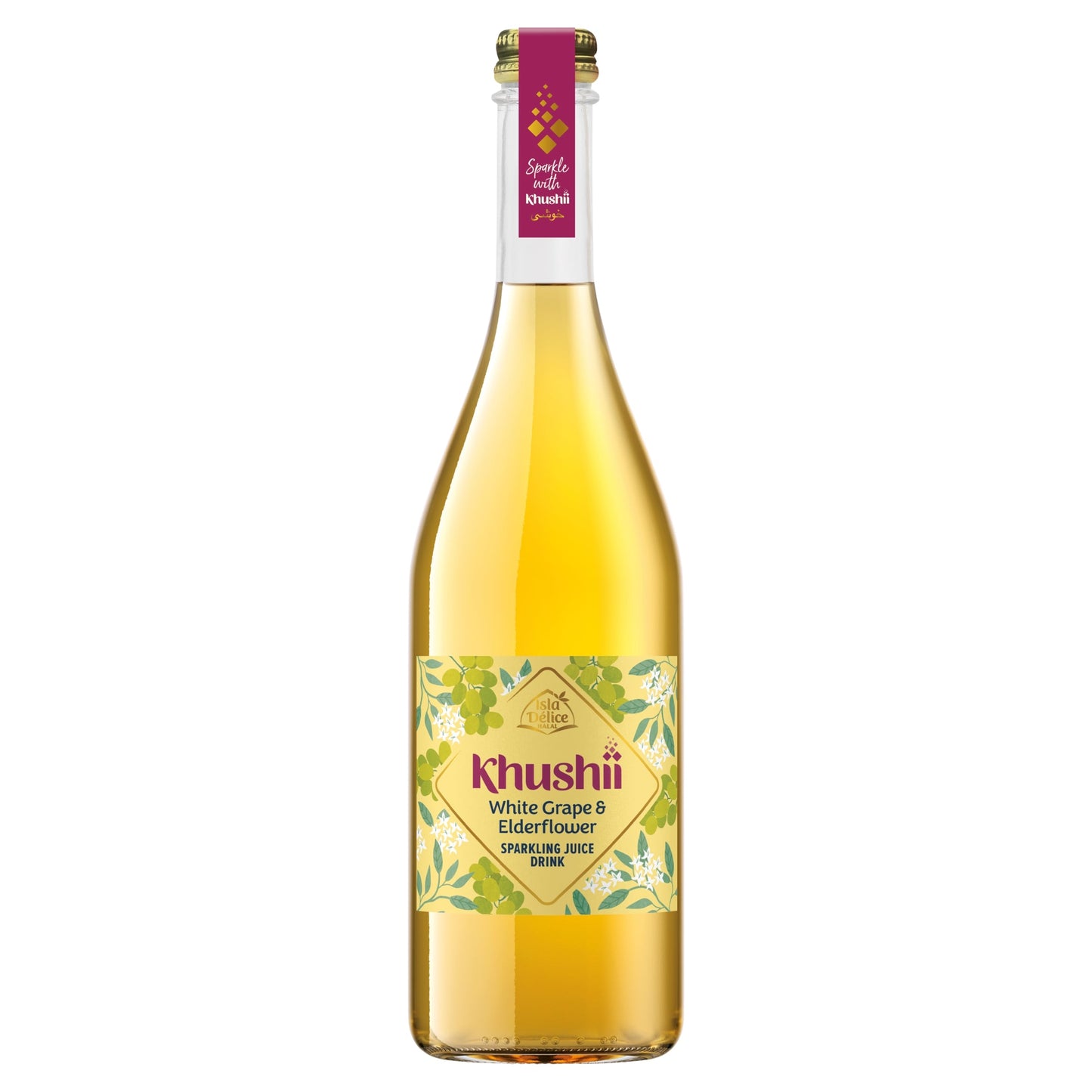 Isla Delice Khushii White Grape & Elderflower Sparkling Juice Drink 750ml — image 1