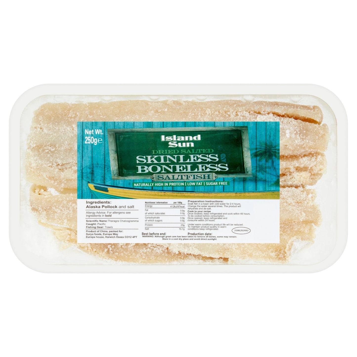 Island Sun Dried Salted Skinless & Boneless Saltfish 250G — image 1