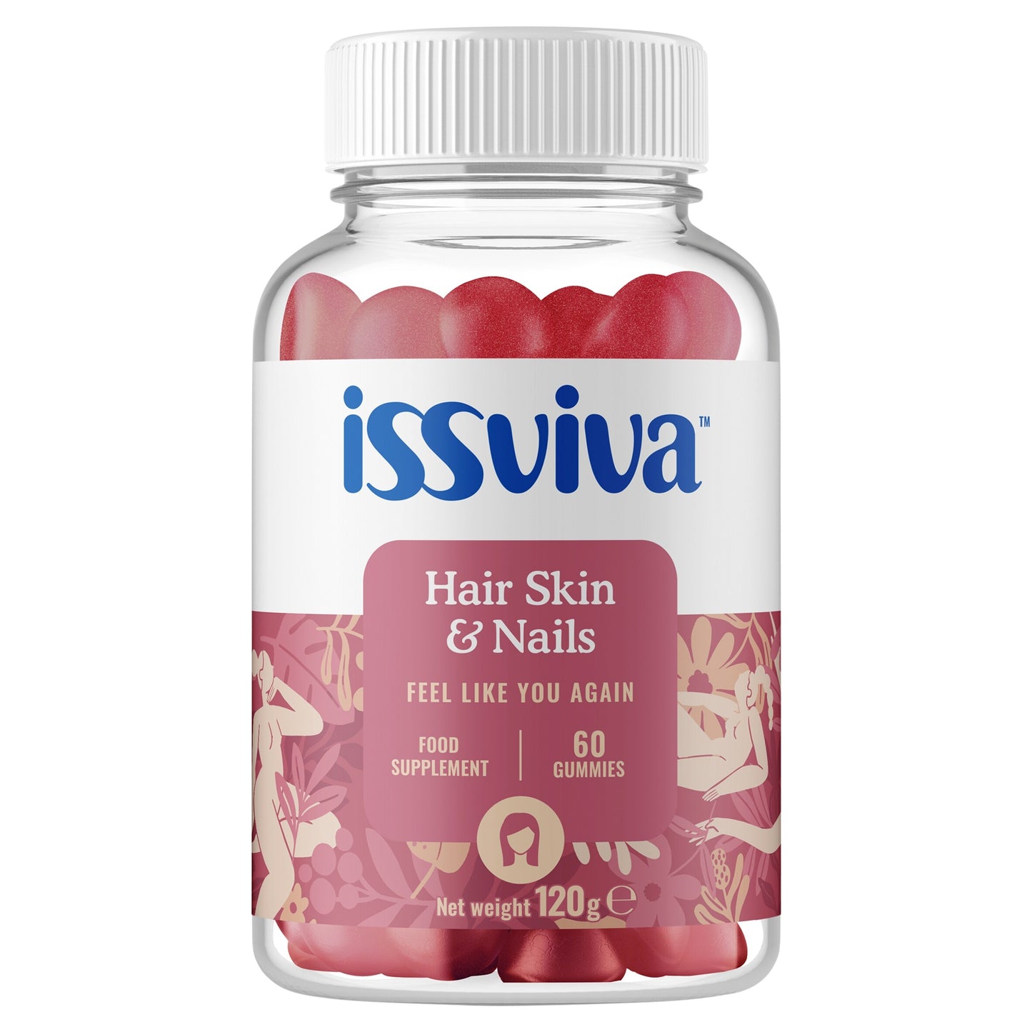 Issviva Menopause Hair Skin and Nails Food Supplement 60 Gummies 120g — image 1