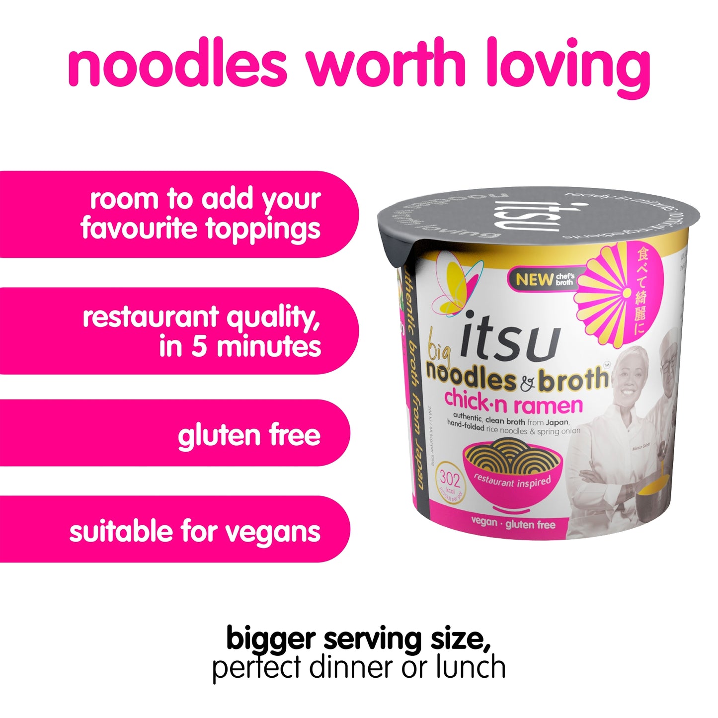 itsu BIG chickn ramen instant noodles & broth pot 96g — image 2