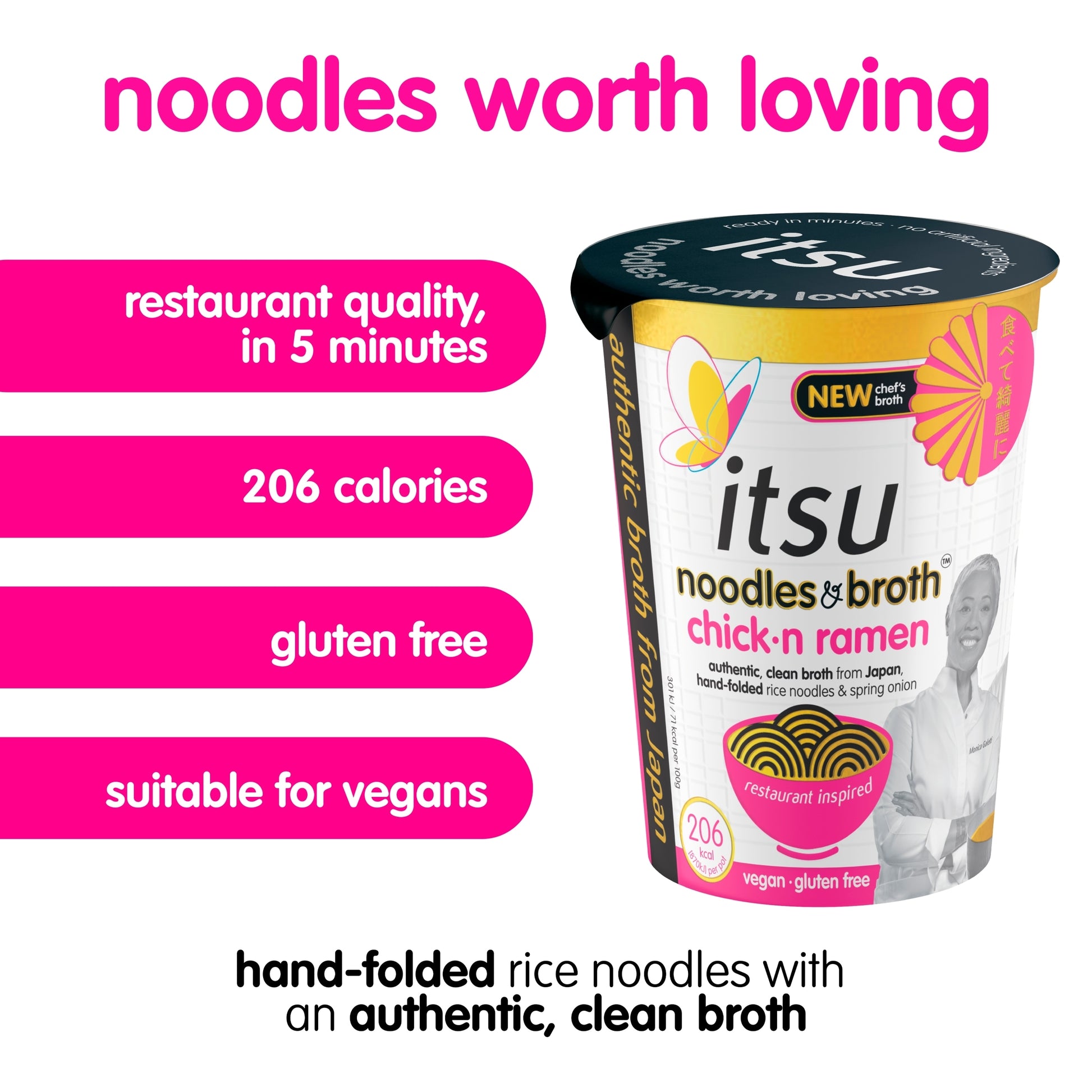 itsu chickn ramen instant noodles & broth pot 64g — image 2