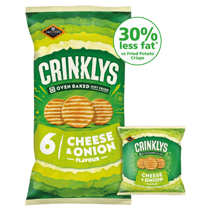 Jacob's Crinklys Cheese & Onion 30% Less Fat Multipack Snacks 6x23g — image 1