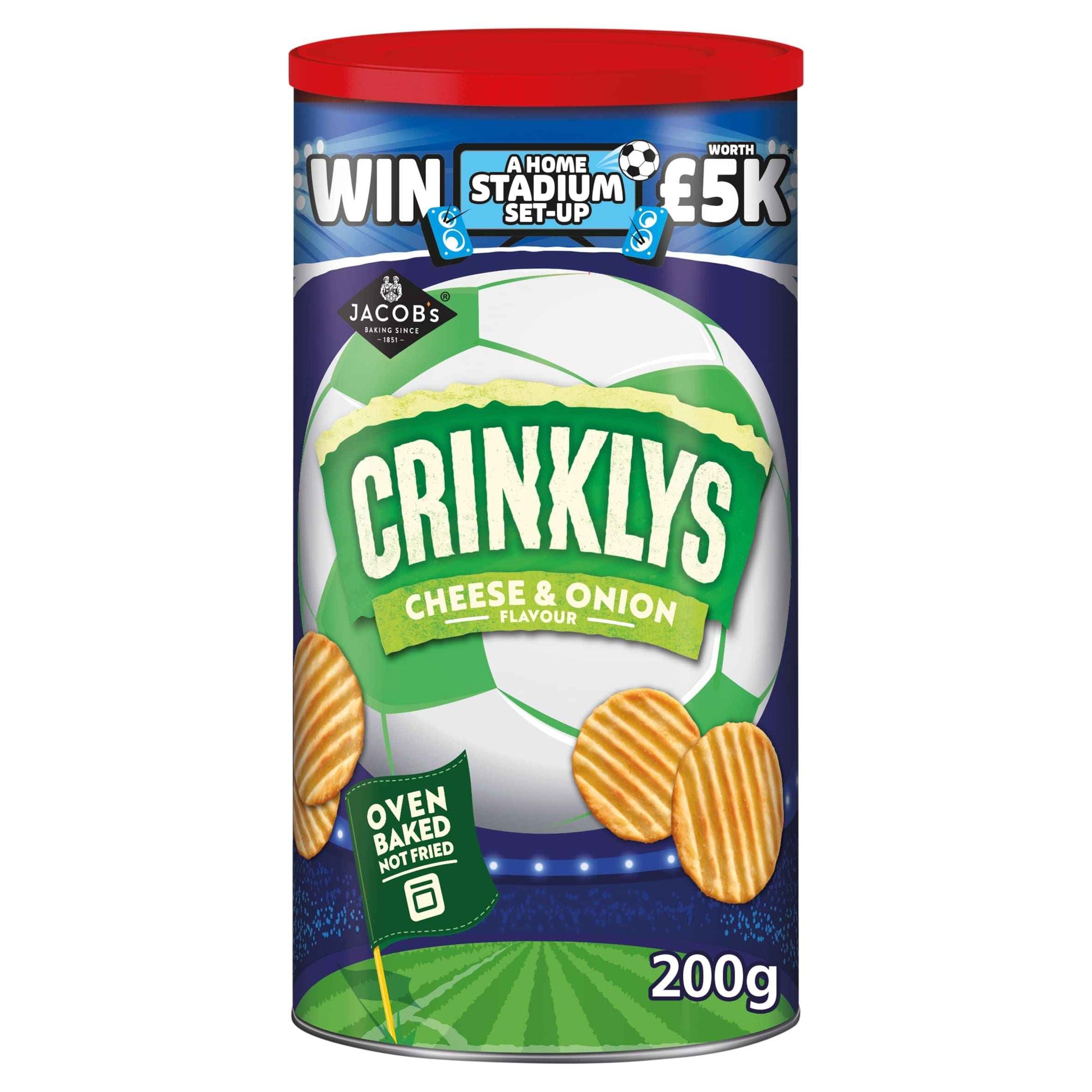 Jacob's Crinklys Cheese & Onion Flavour Crinkled Snack Biscuits 200g