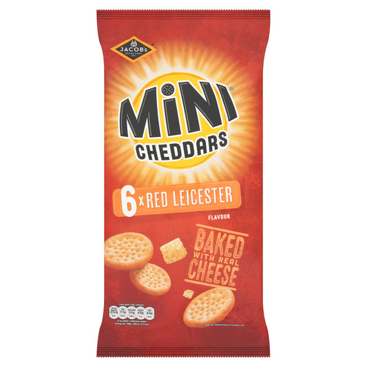 Jacob's Mini Cheddars Multipack Snacks - Red Leicester 6x23g — image 1