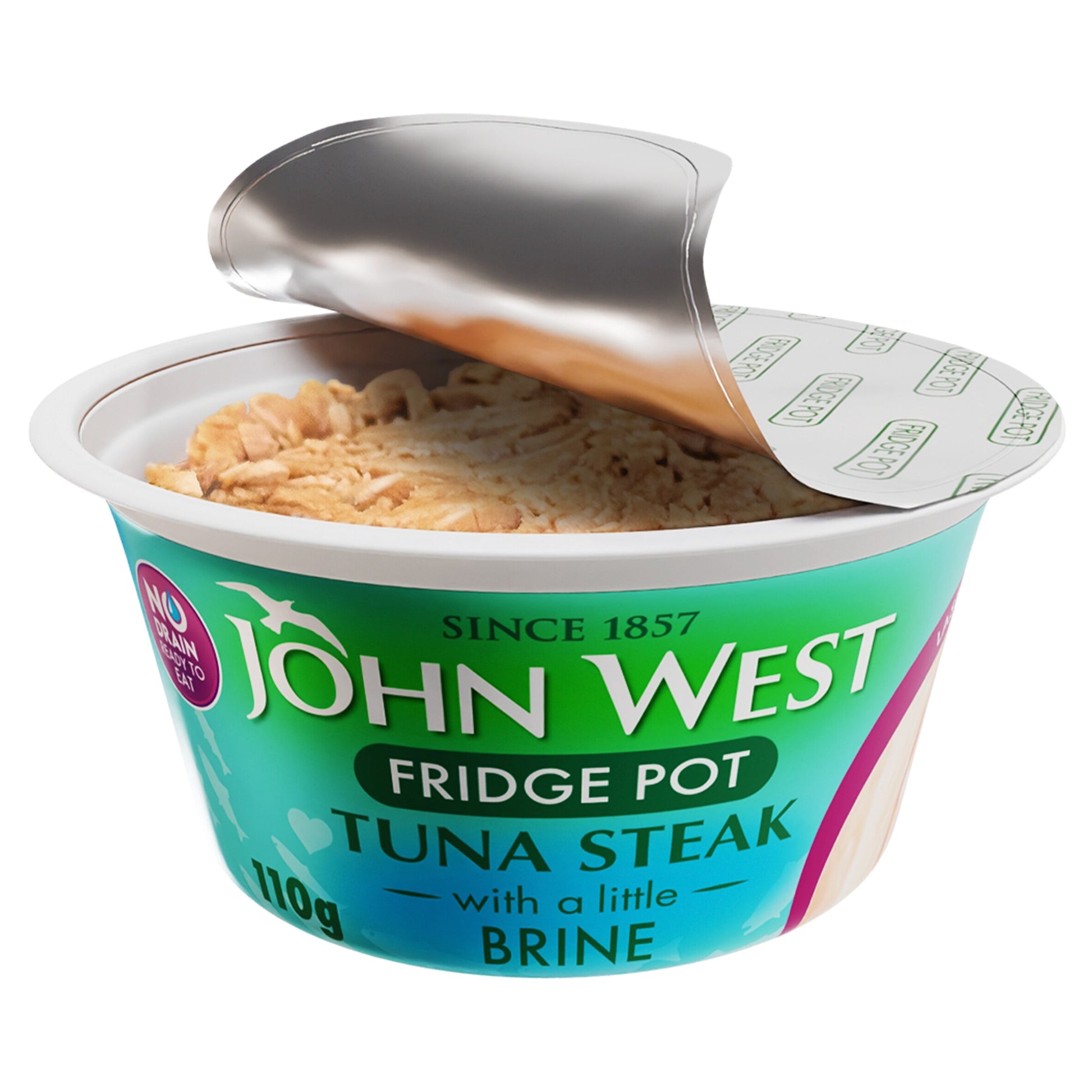 John West No Drain Fridge Pot Tuna Steak with a Little Brine 110g — image 2