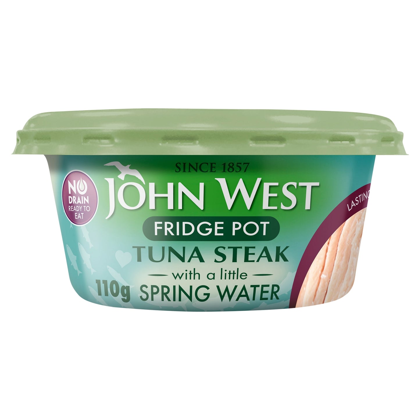 John West No Drain Fridge Pot Tuna Steak with a Little Spring Water 110g — image 1