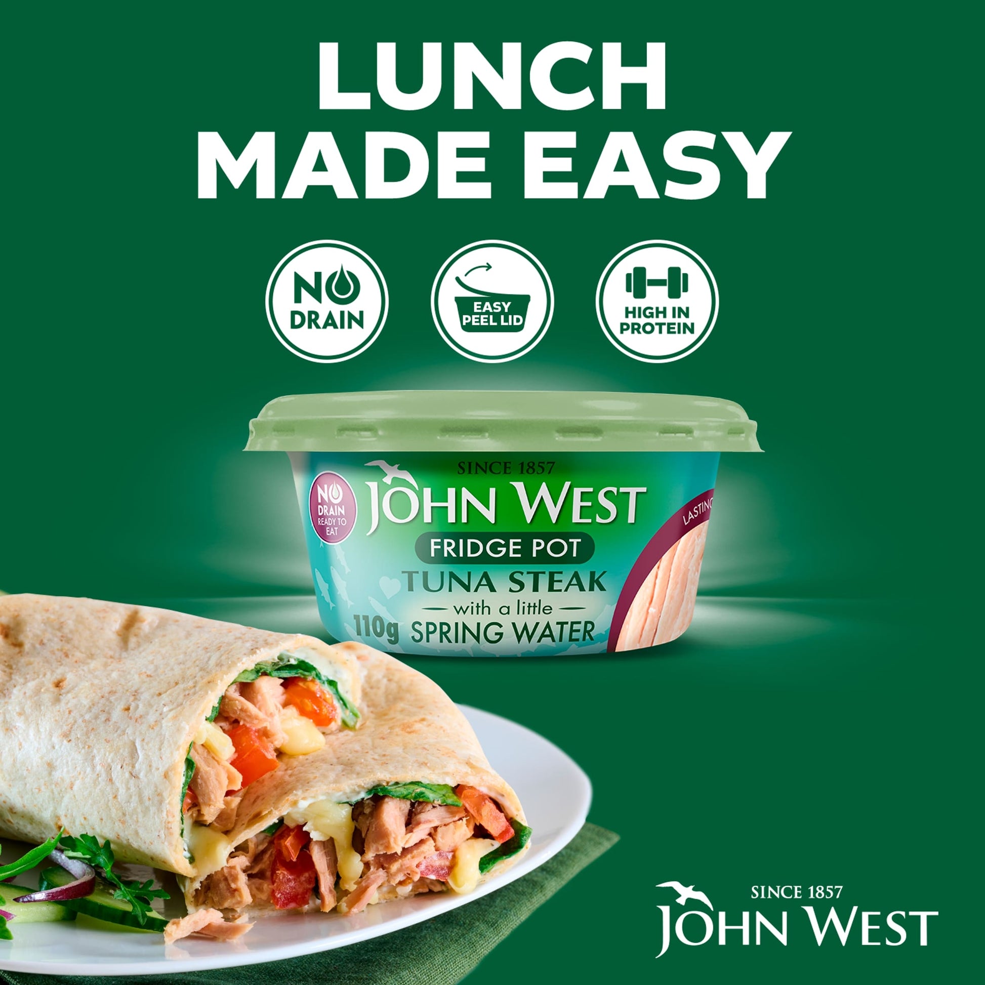 John West No Drain Fridge Pot Tuna Steak with a Little Spring Water 110g — image 3